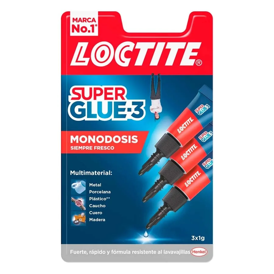 Cola líquida Loctite Superglue Mini Trio 1g 3u Cola líquida Loctite Superglue Mini Trio 1g 3u
