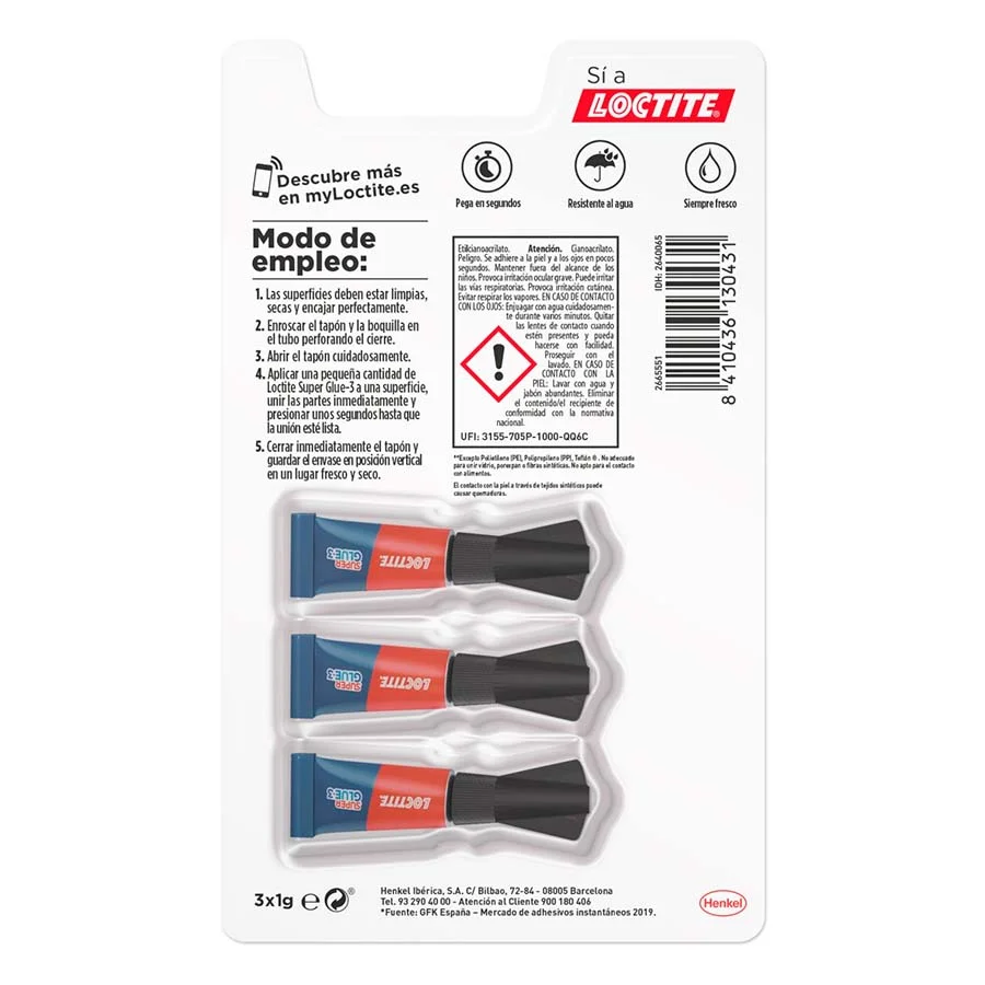 Cola líquida Loctite Superglue Mini Trio 1g 3u Cola líquida Loctite Superglue Mini Trio 1g 3u
