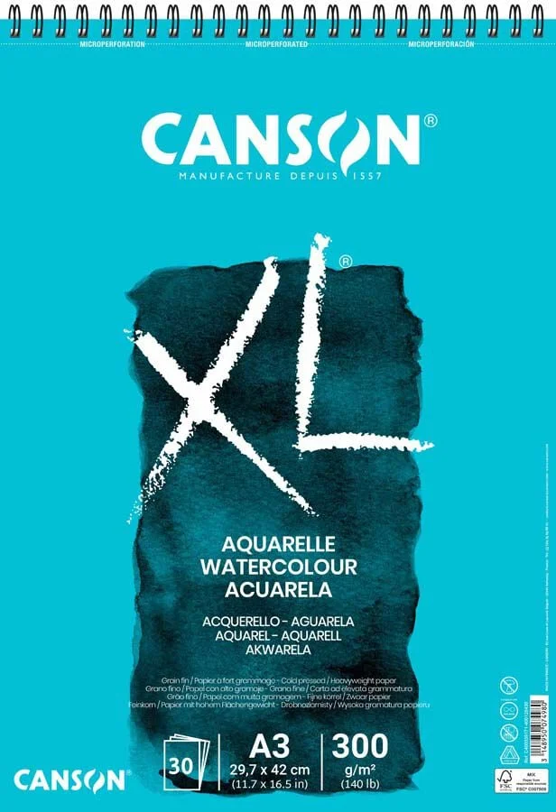 Bloc espiral Aquarel·la Canson XL A3 300g 30 fulls Bloc espiral Aquarel·la Canson XL A3 300g 30 fulls