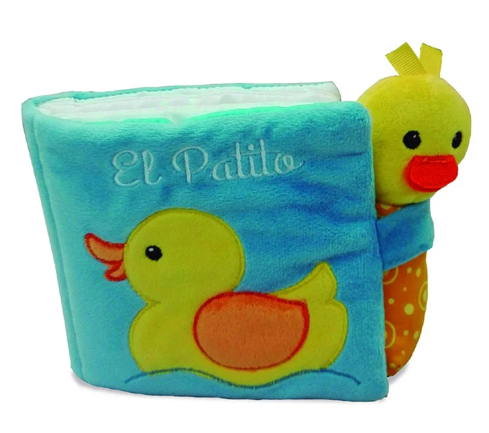 Libros de tela ultrasuaves con un muñeco con sonido extraíble. Cada vez que se aprieta el muñeco, suena. Cada página tiene coloridas ilustraciones...