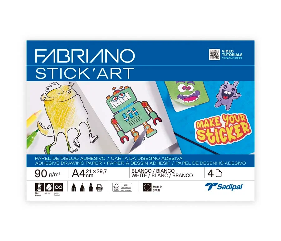 Bloc Paper de Dibuix adhesiu Stick'Art A4 blanc 4 fulls Bloc Paper de Dibuix adhesiu Stick'Art A4 blanc 4 fulls