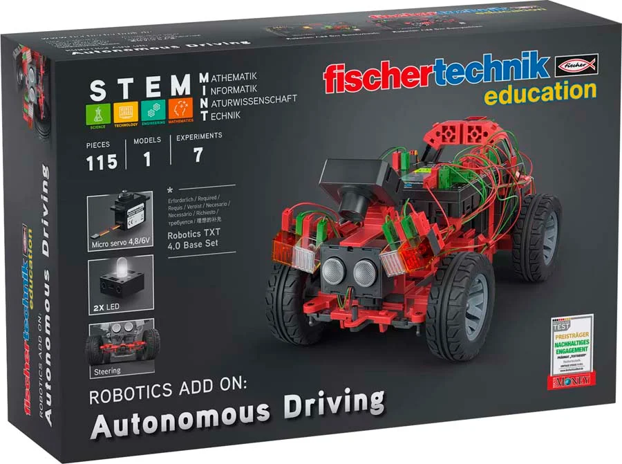 Construeix i programa tu mateix el cotxe del futur, un autentic aconteixament a l’aula! L’ADD ON Autonomous Driving juntament amb el Robotics TXT ...
