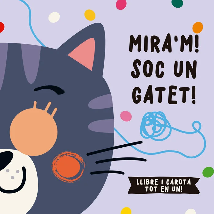 Un llibre i una carota al mateix temps! Col·loca-te'l a la cara, mira pels forats i et convertiràs en un gatet bufó, golafre i feliç.