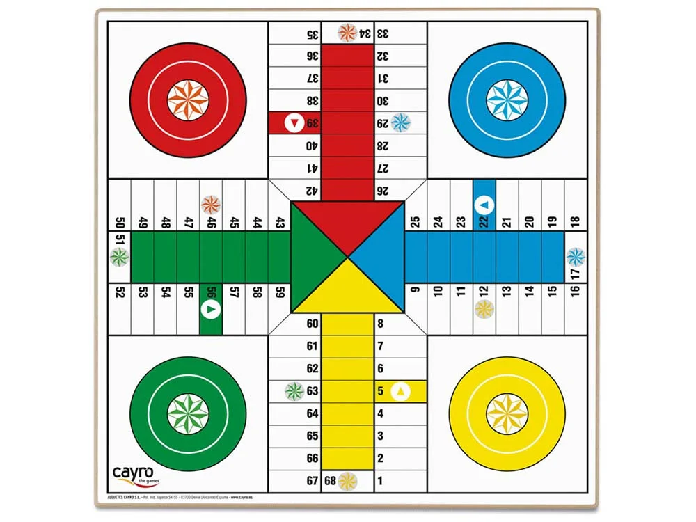 Tauler parxís-oca  4 jugadors 40x40 cm fusta