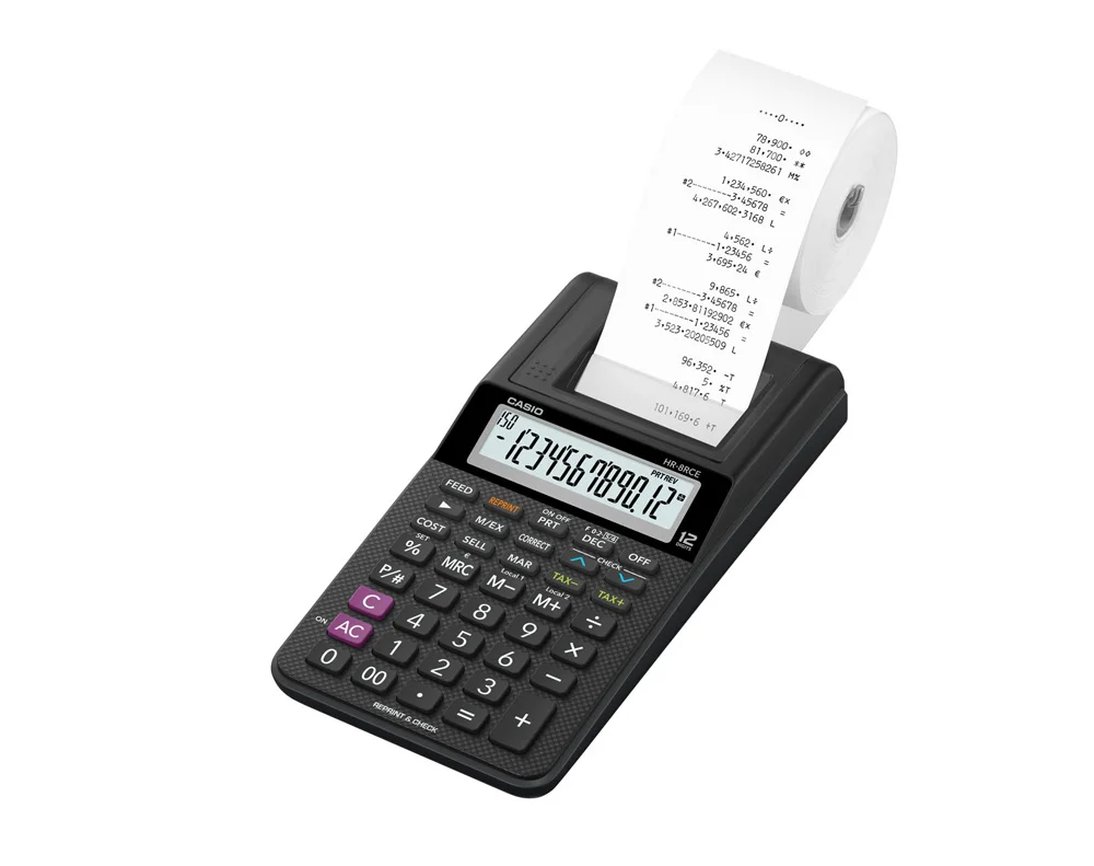 Calculadora Impressora oficina Casio HR-8RCE-BK Calculadora Impressora oficina Casio HR-8RCE-BK
