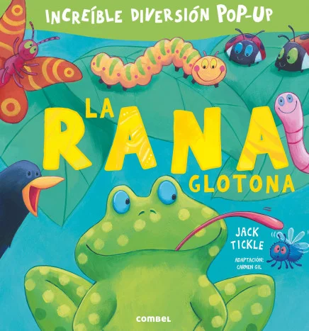 Un título déla colección «Cu-cú sorpresa». Entrélos pop-ups de La rana glotona descubriremos a los animales que viven en el jardín.