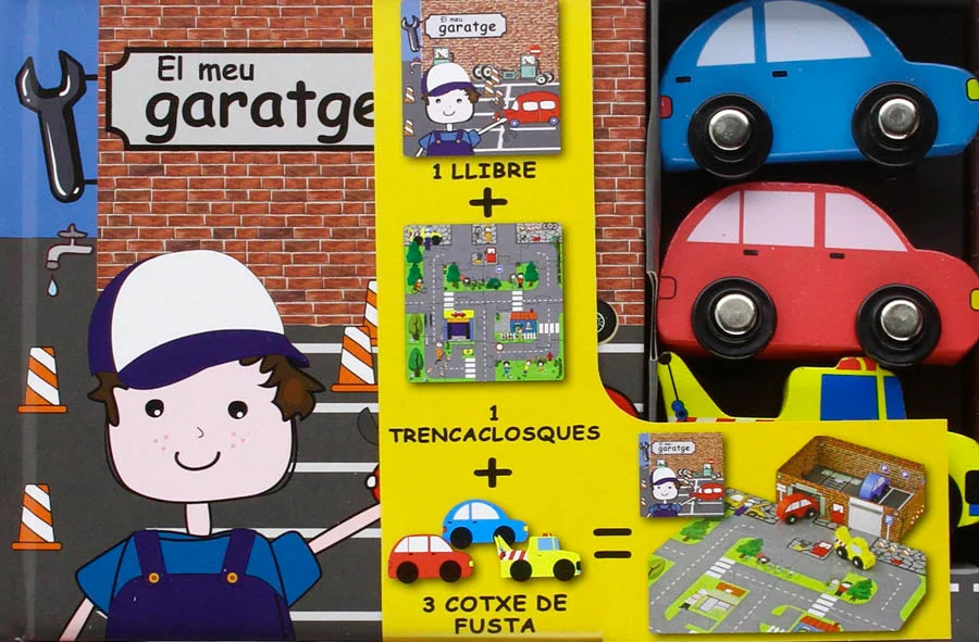 En aquest pack trobaràs tot el que vulguis saber sobre cotxes, a més podràs jugar amb els 3 cotxes de fusta i crear el teu propi garatge amb l'emb...