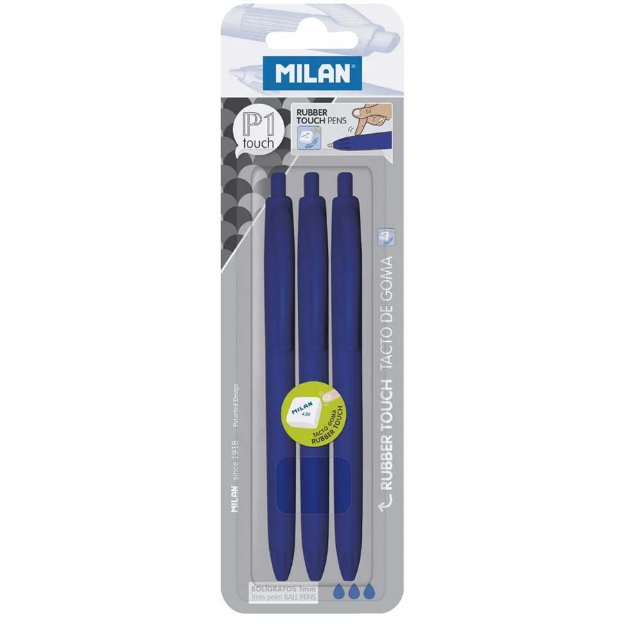 Bolígrafs Milan P1 Touch blau 3u Bolígrafs Milan P1 Touch blau 3u