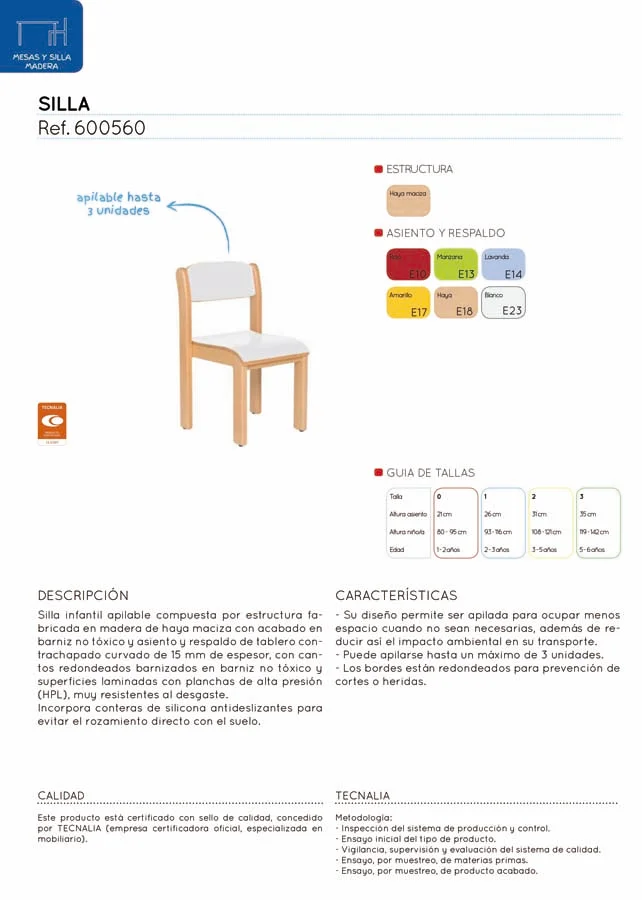 Cadira fusta T3-35cm faig