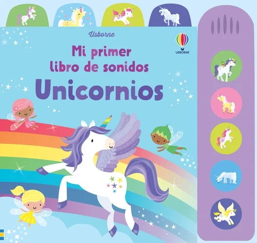 ¿Cómo suenan los unicornios? Los bebés podrán escuchar a estas mágicas criaturas al galope y al vuelo apretando los botones del panel lateral acop...