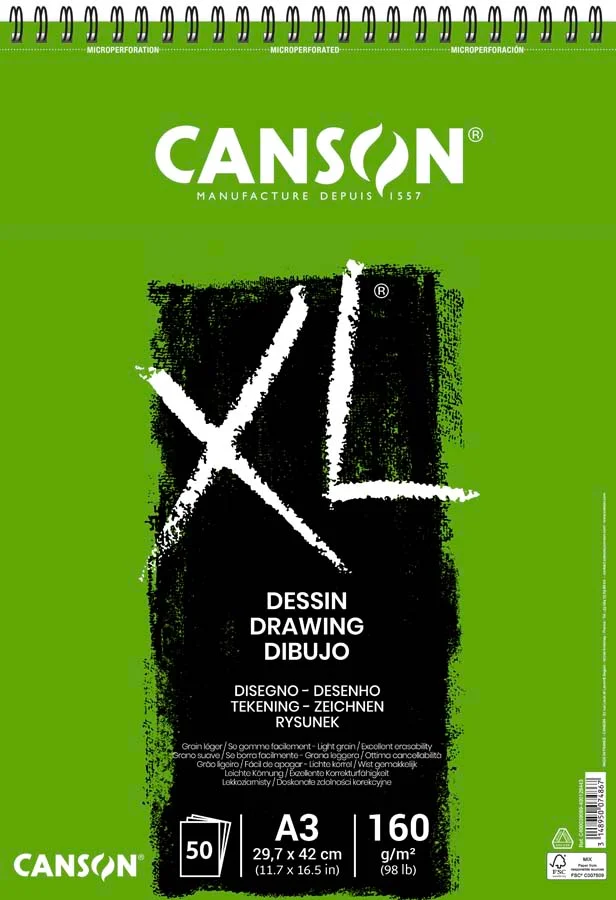 <p><b>Bloc de Dibuix Canson XL Dessin A4 160 g/m² 50 fulls</b><br><br><b>Descripció:</b><br><br>Paper de dibuix universal amb un gra lleuger que f...
