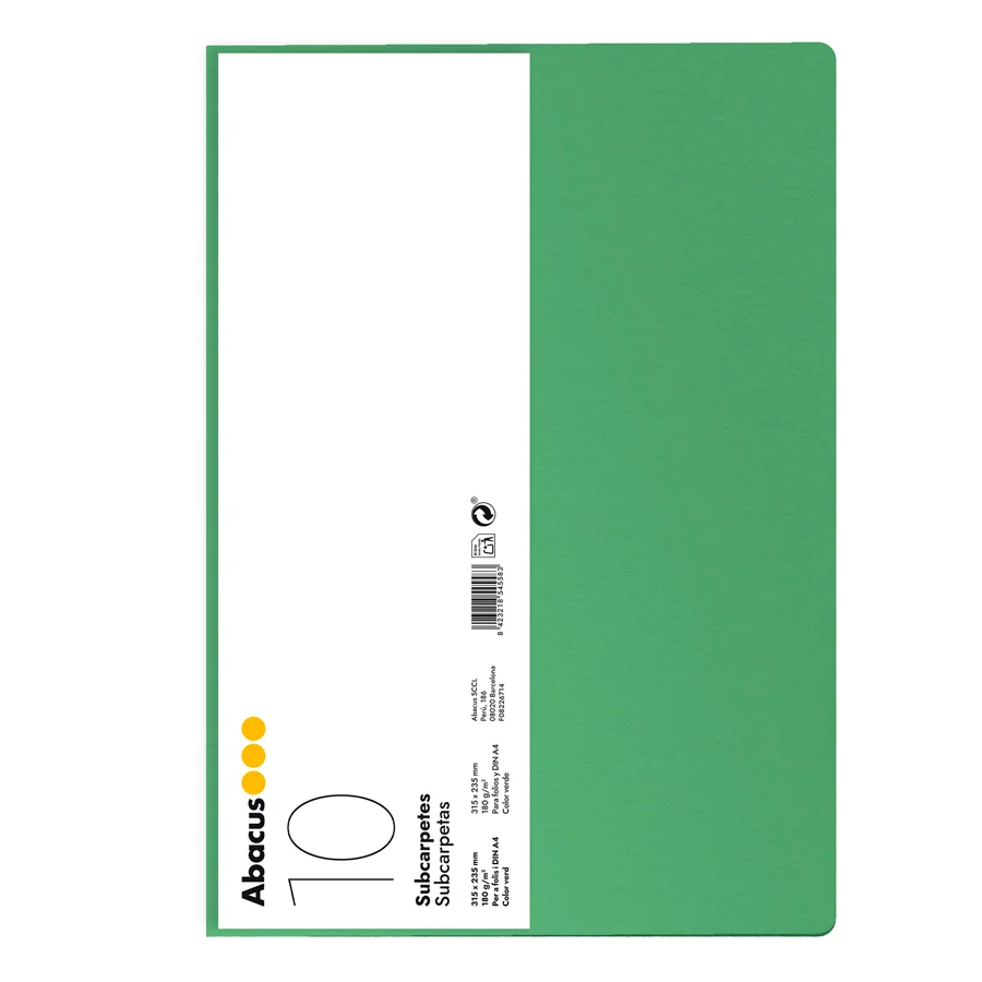 Subcarpeta Abacus A4 180g verd 10u Subcarpeta Abacus A4 180g verd 10u