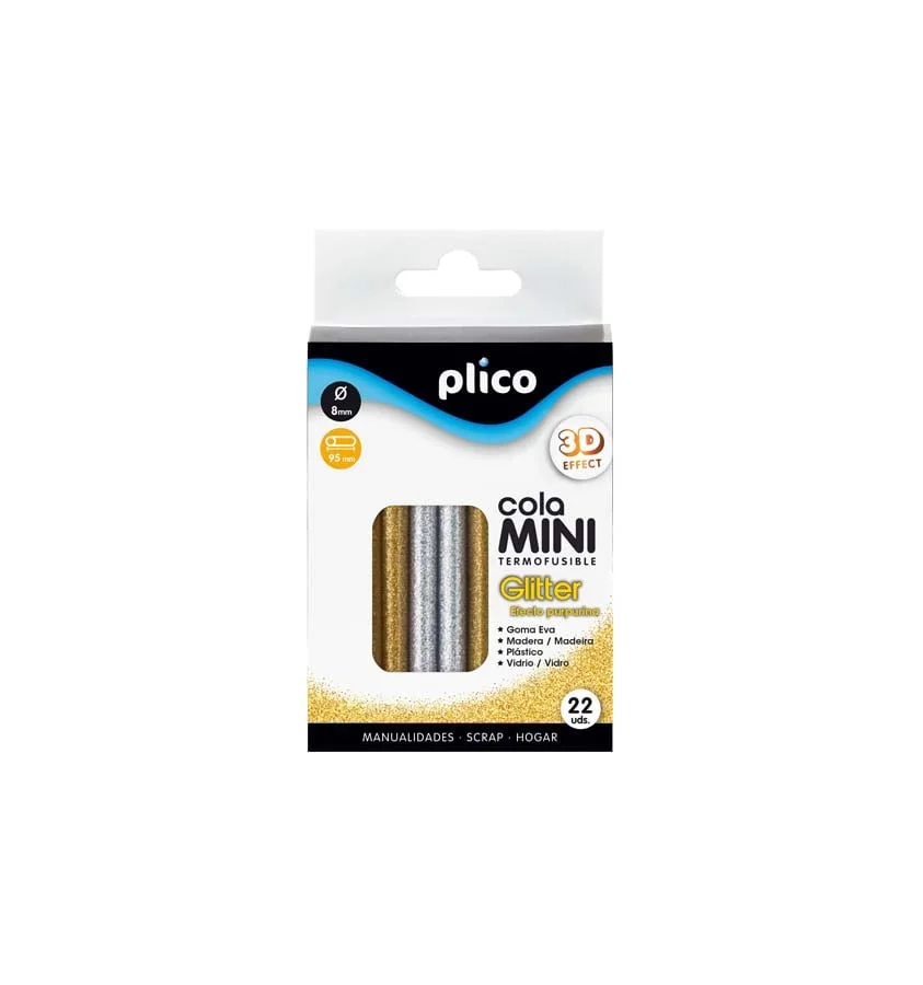 Barra de cola termofusible Plico Mini Purpurina 22u Barra de cola termofusible Plico Mini Purpurina 22u