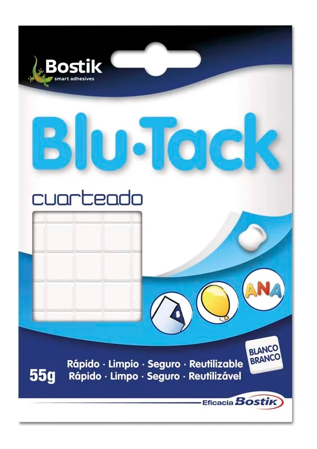 Blu-Tack Bostik clivellat (pretallat) 55g blanc