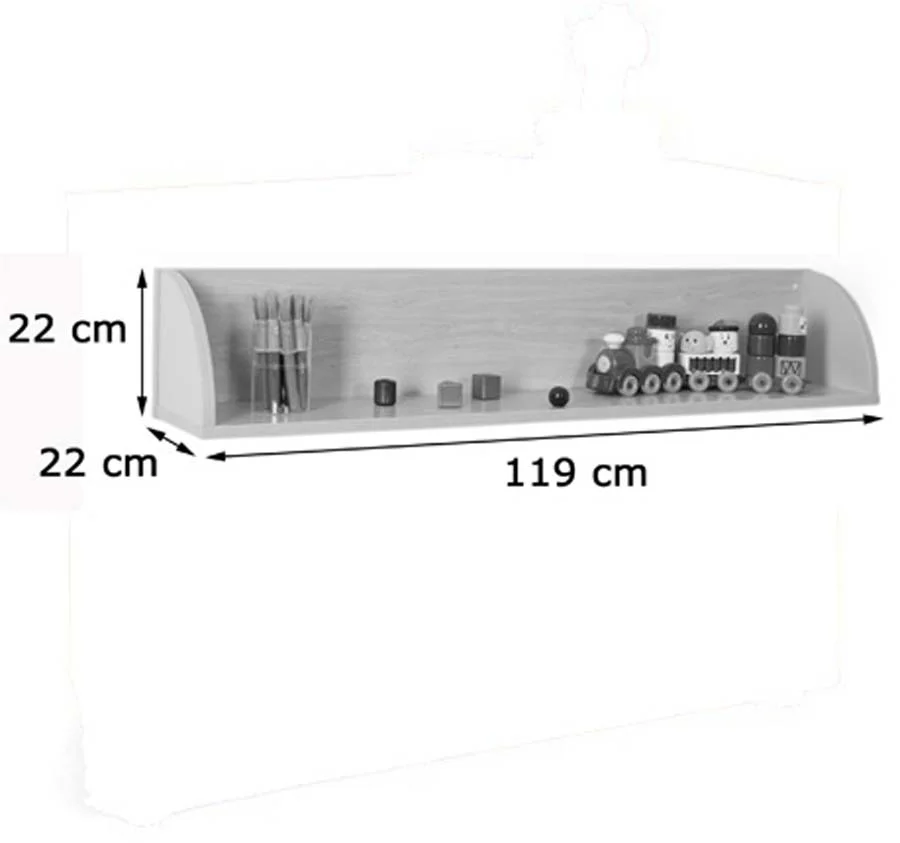 Balda amb laterals formatgets 119x22x22cm faig