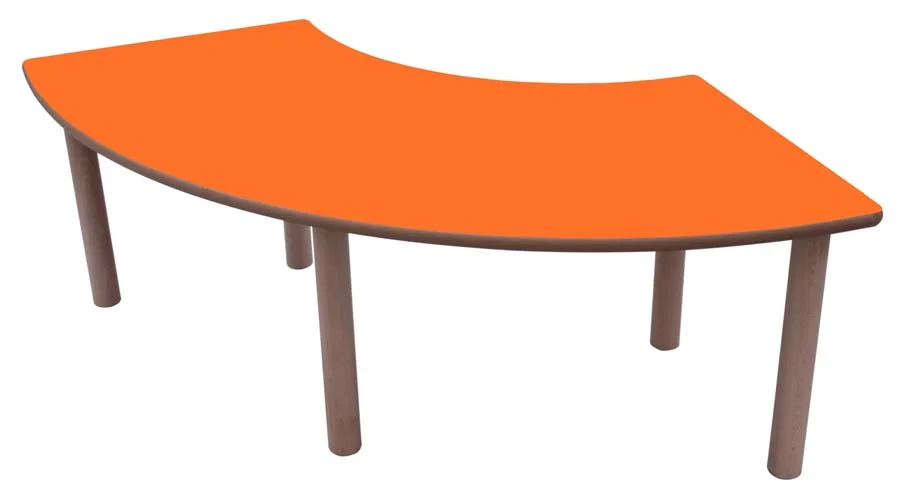 Taula de fusta semicircular 140x64cm T3-59cm taronja Taula de fusta semicircular 140x64cm T3-59cm taronja