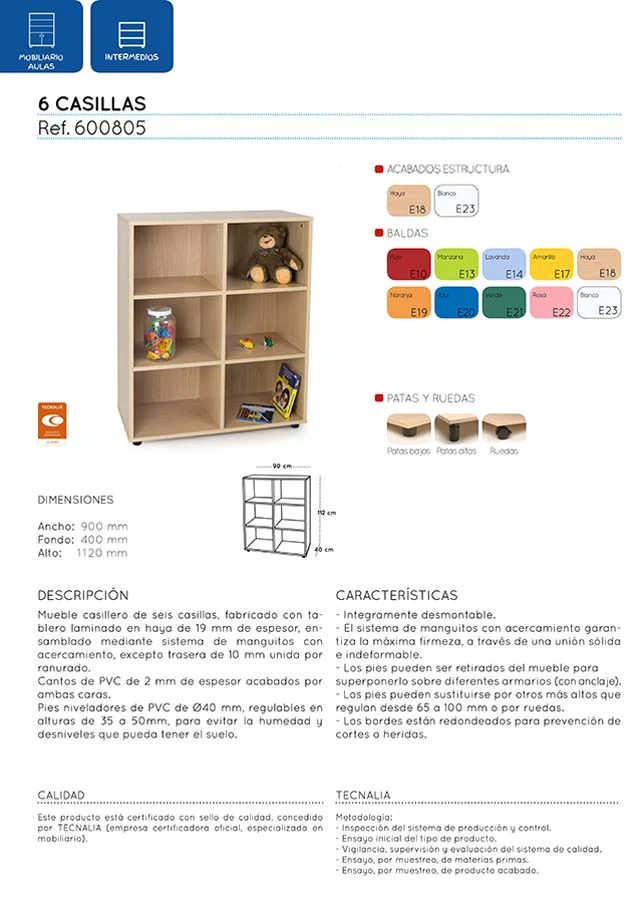 Moble intermig 6 caselles 90x112x40cm estructura faig baldes faig Moble intermig 6 caselles 90x112x40cm estructura faig baldes faig