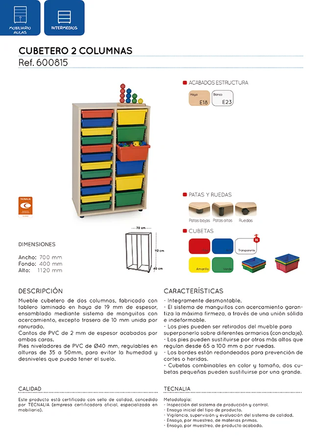 Moble intermig Cubeter 2 columnes estructura faig