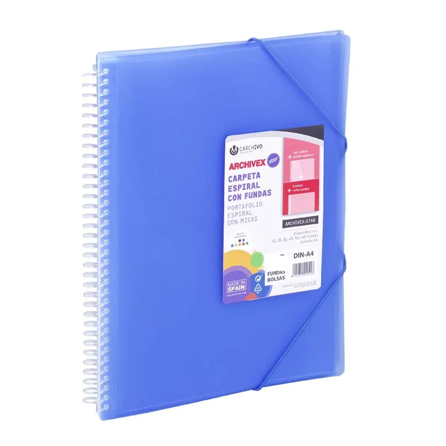 Carpeta 50 fundes espiral A4 Archivex blau