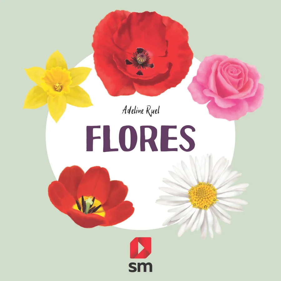 Un libro de cartón con bonitas ilustraciones realistas y grandes solapas en el que el niño descubrirá 5 flores: la amapola, la rosa, el tulipán, l...