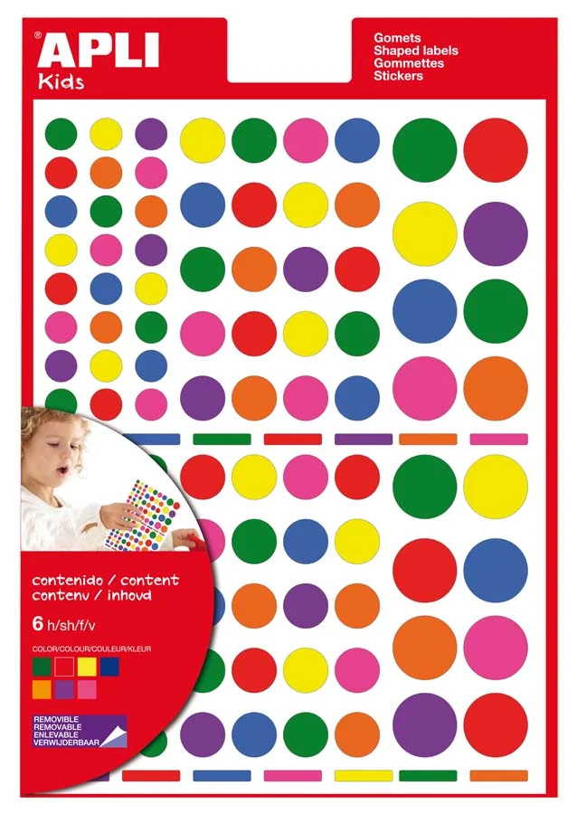 Gomets rodons Apli multicolor 6 fulls Gomets rodons Apli multicolor 6 fulls