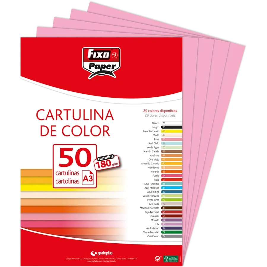 Cartolina A3 180g rosa 50u