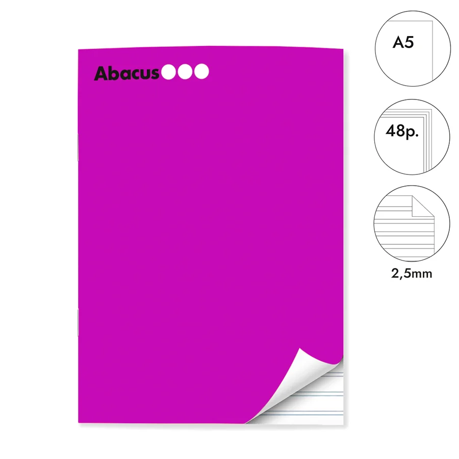 Llibreta grapada Abacus A5 48 fulls pauta 2,5mm lila
