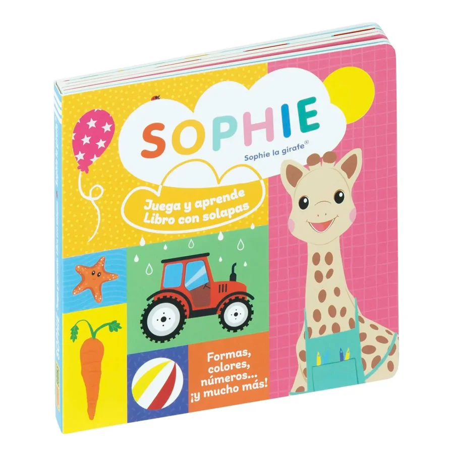 Acompaña a Sophie y a sus amigos en este cuento para aprender los colores, formas, contrarios y números. ¡A ver si encuentras la pequeña mariquita...