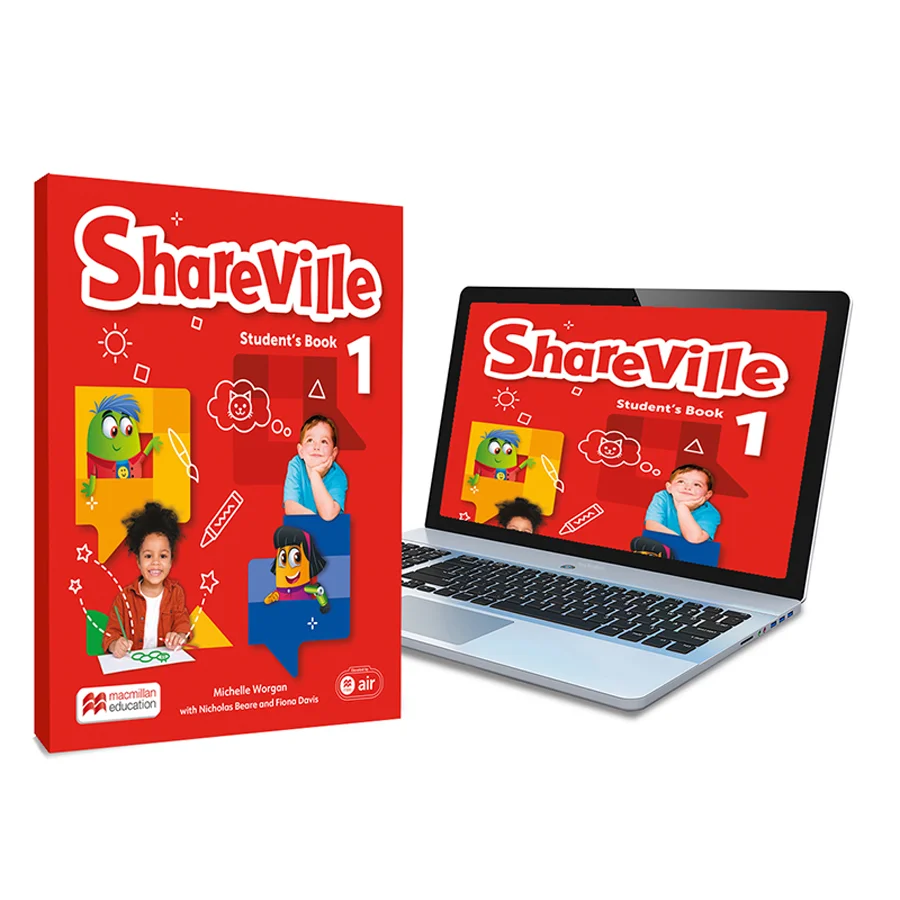 Libro del alumno impreso + digital de Shareville 1 en la plataforma MEE Air. Incluye varios tipos de actividades interactivas y multimedia. Licenc...