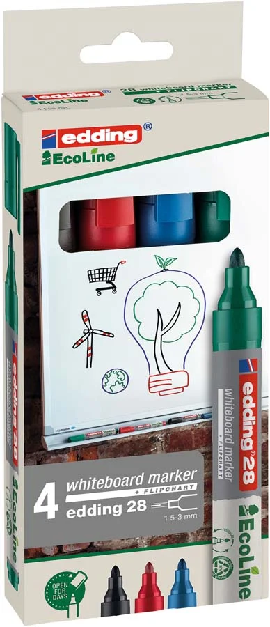 Retolador pissarra blanca Edding 28 Ecoline 4 colors Retolador pissarra blanca Edding 28 Ecoline 4 colors