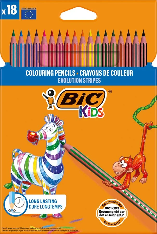Llapis Bic Kids Evolution Stripes 18 colors