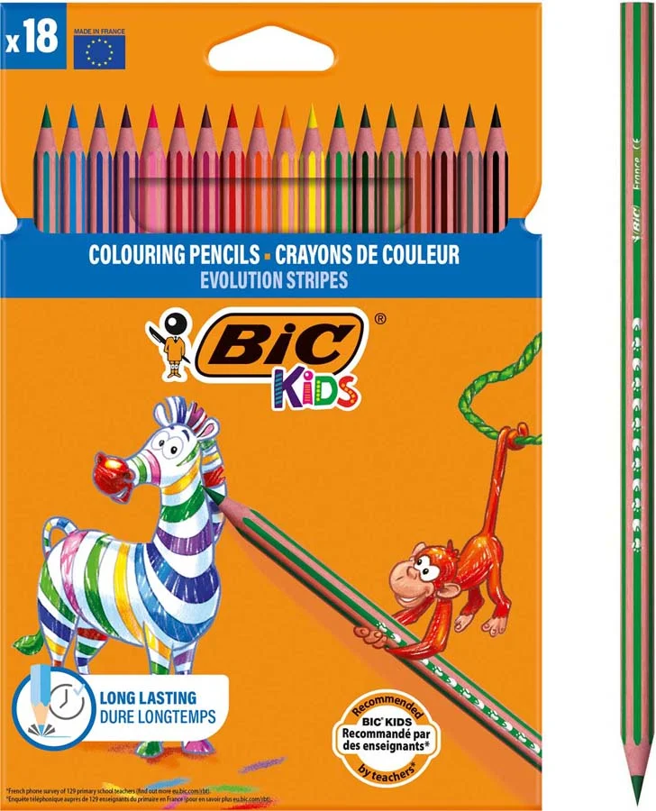 Llapis Bic Kids Evolution Stripes 18 colors