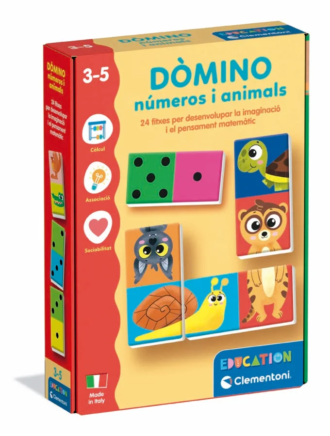 El <strong>Dominó Nombres i Animals</strong> de <strong>Clementoni</strong> és un joc educatiu clàssic dissenyat per introduir els més petits en e...