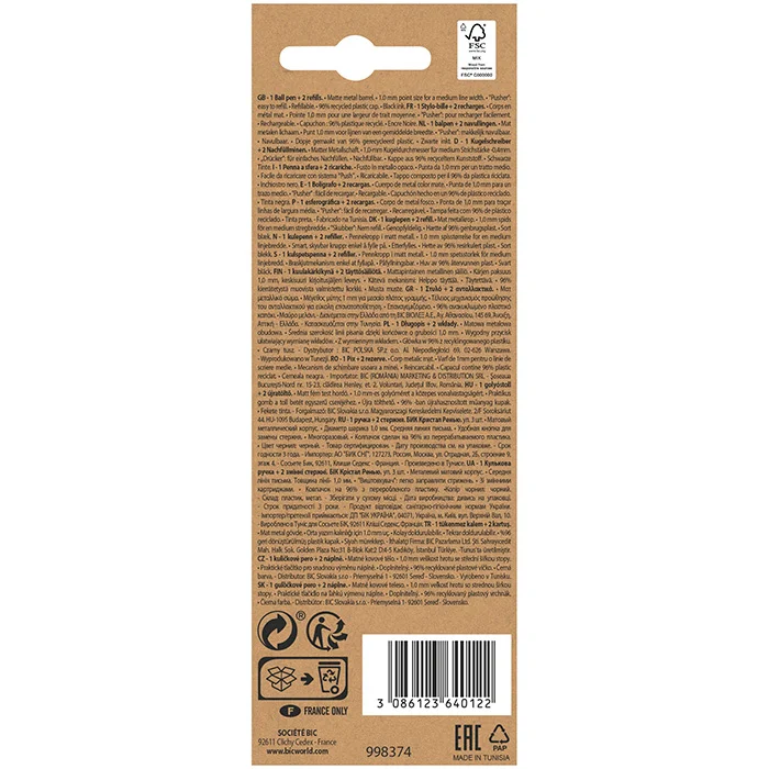 Bolígraf Bic Cristal Renew Metal + 2 recanvis negre Bolígraf Bic Cristal Renew Metal + 2 recanvis negre