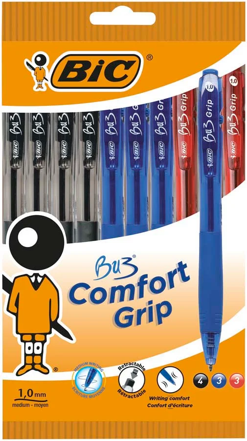 Bolígrafs Bic BU3 Comfort Grip 10u