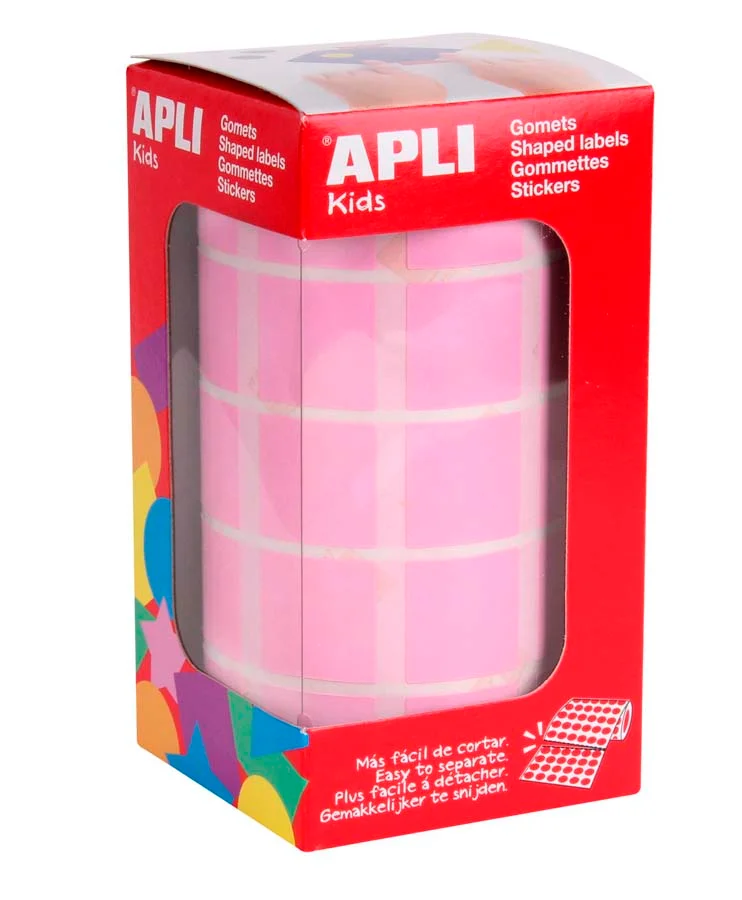 Gomets Quadrat mitjà 15mm rotlle rosa Gomets Quadrat mitjà 15mm rotlle rosa