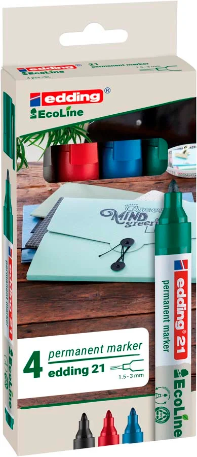 Retolador permanent Edding 21 Ecoline 4 colors