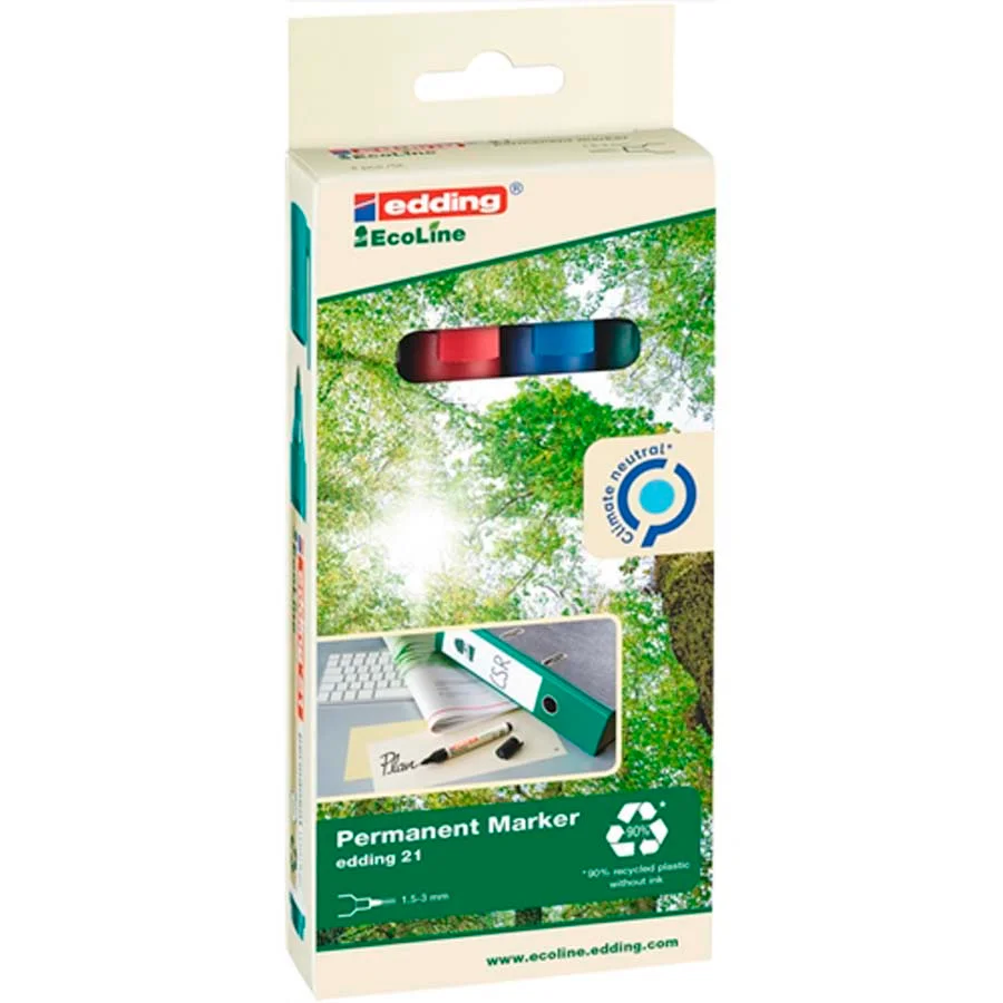 Retolador permanent Edding 21 Ecoline 4 colors