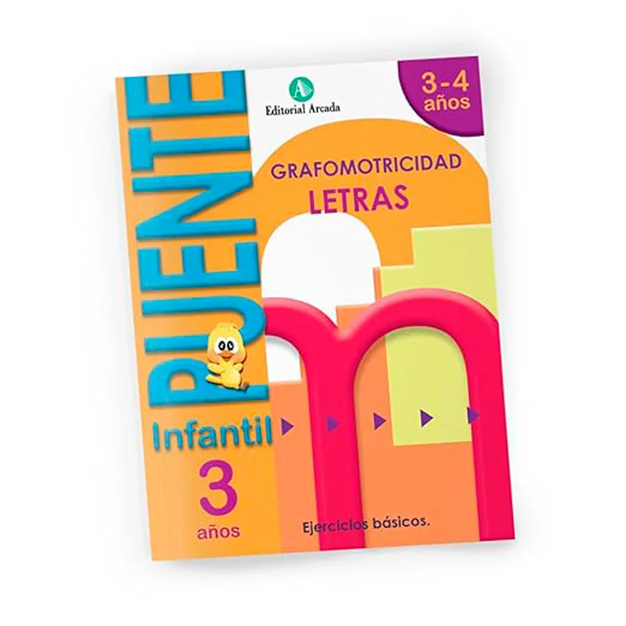 El cuaderno de grafomotricidad de la colección “Puente Infantil Letras” 3 años es un cuaderno de refuerzo con actividades de grafomotricidad de ed...