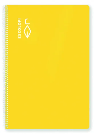 <p>Llibreta grapada Escolofi mida A4, 80 fulls, 70 g/m² amb un ratllat llis. Tapa tova de color groc.</p>