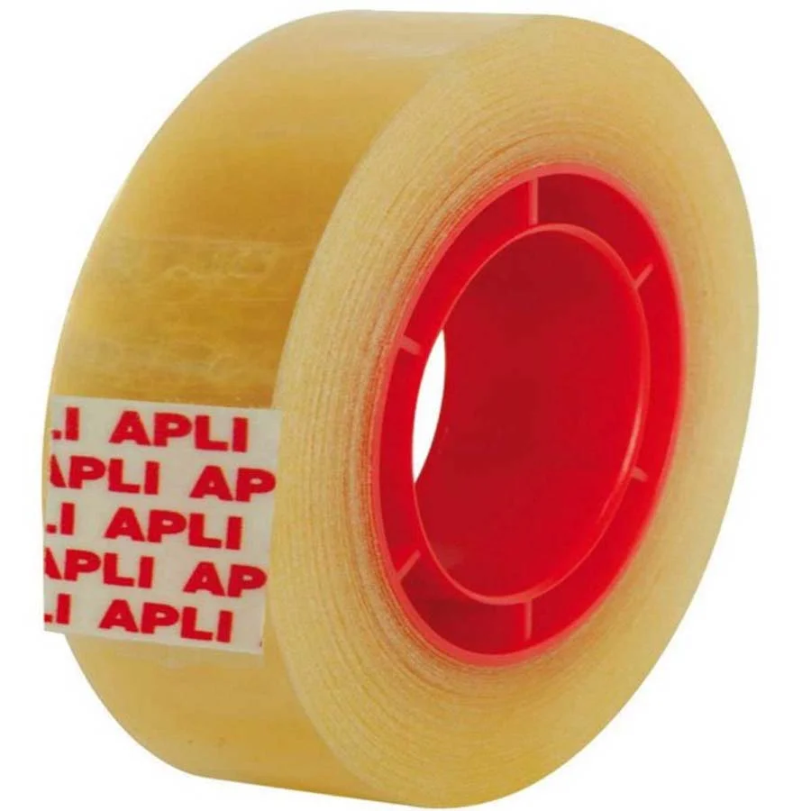 <p><b>Cinta adhesiva Apli 19 mm x 33 m</b><br><br>Cinta adhesiva transparent Apli d'ús universal, amb pel·lícula resistent i fàcil de tallar amb l...