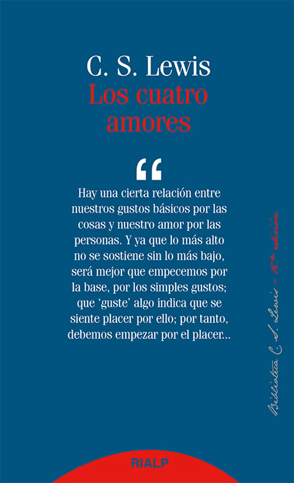C. S. Lewis ofrece en este ensayo una lúcida reflexión sobre el amor. Parte de lo más bajo a lo más alto, del gusto y del placer delos sentidos, y...