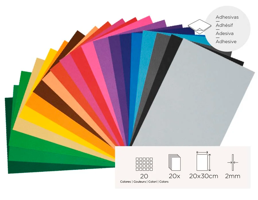 Planxes Goma Eva adhesiva 20x30cm 20 colors Planxes Goma Eva adhesiva 20x30cm 20 colors