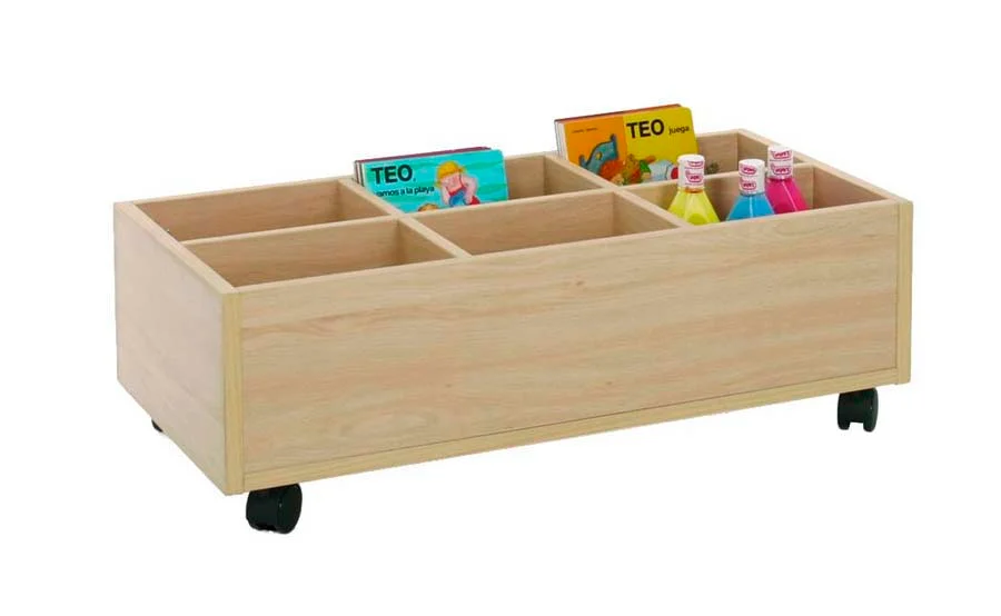 Carro baix amb compartiments 80x40x27cm estructura faig frontal faig