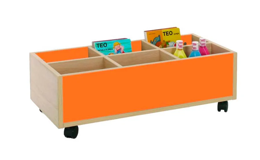 Carro baix amb compartiments 80x40x27cm estructura faig frontal faig