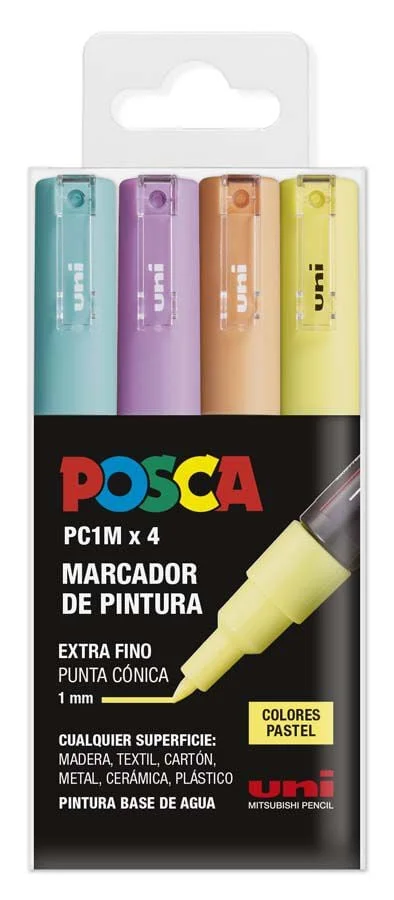 <p><b>Retoladors POSCA PC-1M 0,7 mm Pastel 4 colors</b><br><br>L'estoig essencial per als amants del detall. El POSCA PC-1M ofereix un control tot...