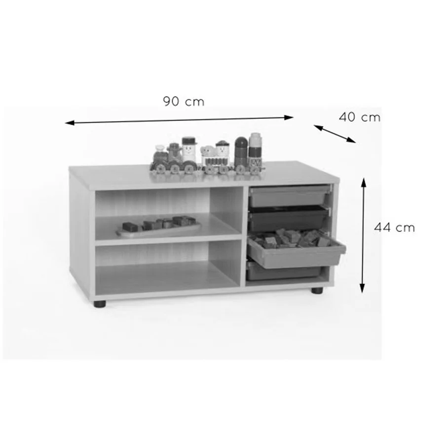 Mueble superbajo estantería-cubetero estructura blanco baldas verde manzana