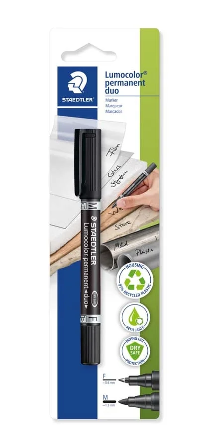 Retolador permanent Staedtler Lumocolor Duo negre