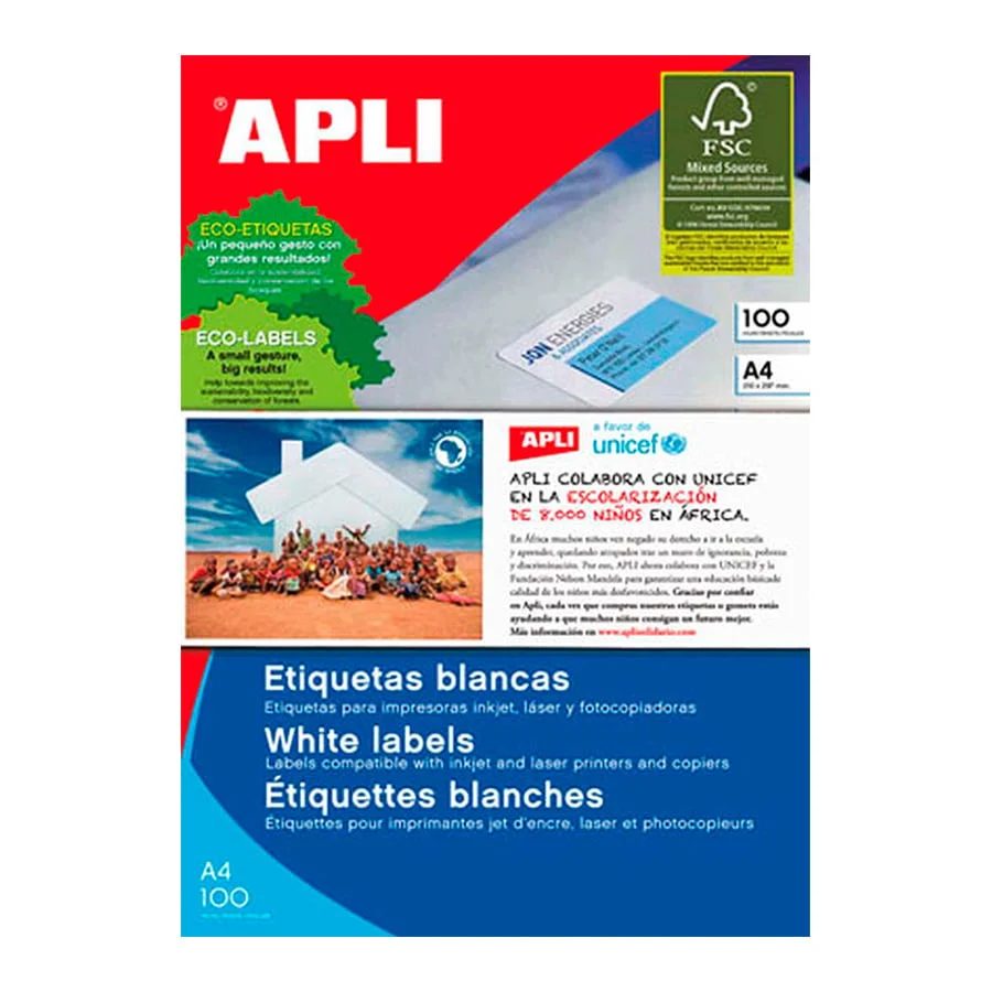 Etiqueta Inkjet Apli 105x74mm 100 fulls
