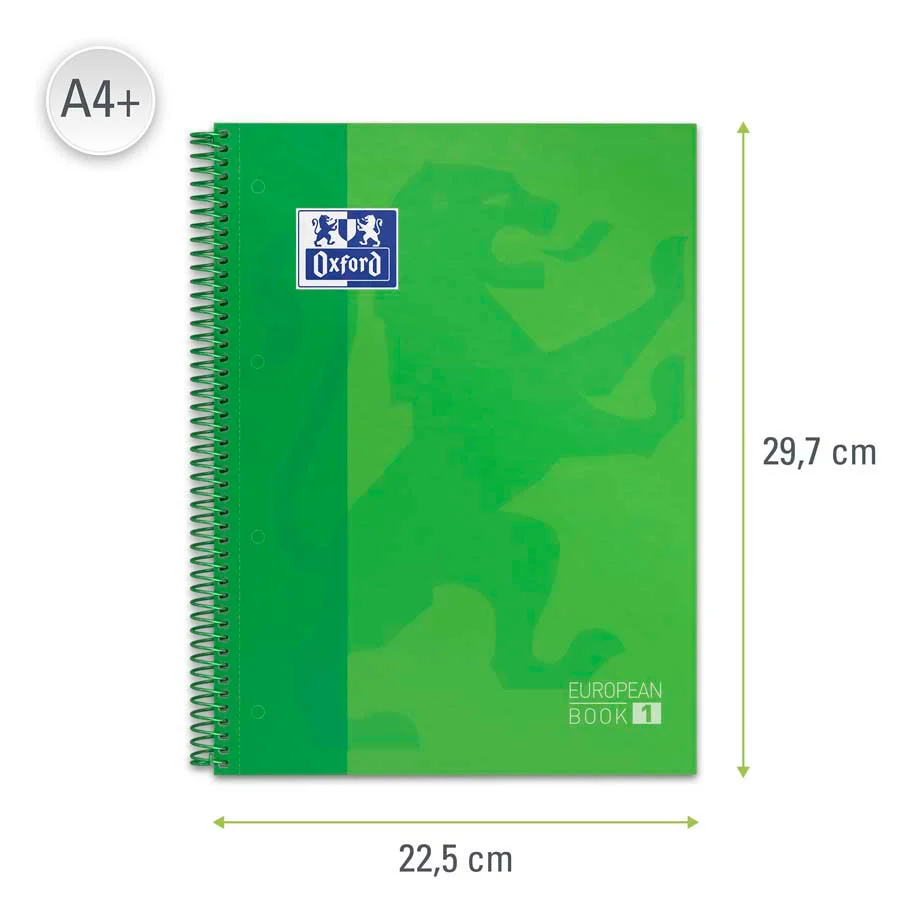 Notebook Oxford EuropeanBook 1 A4 80 fulls 5x5 verd poma